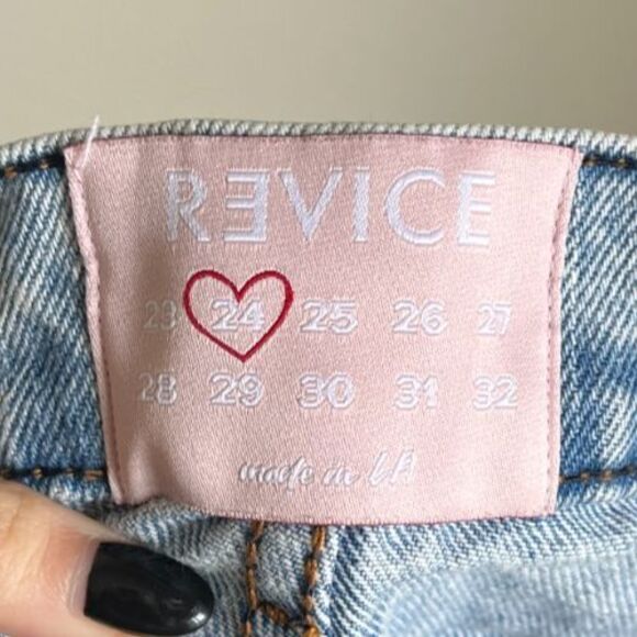 REVICE Denim Mid-Rise Ripped Knee Distressed Jeans in Light Wash Size 24 - Picture 4 of 5